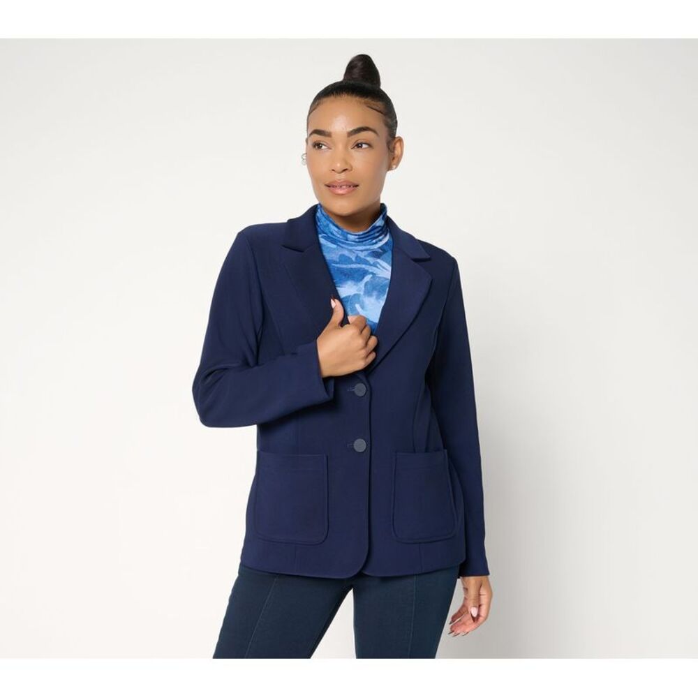 Susan Graver Women's Petite Jacket PXL Brushed Back LK Fusion DarkGreen